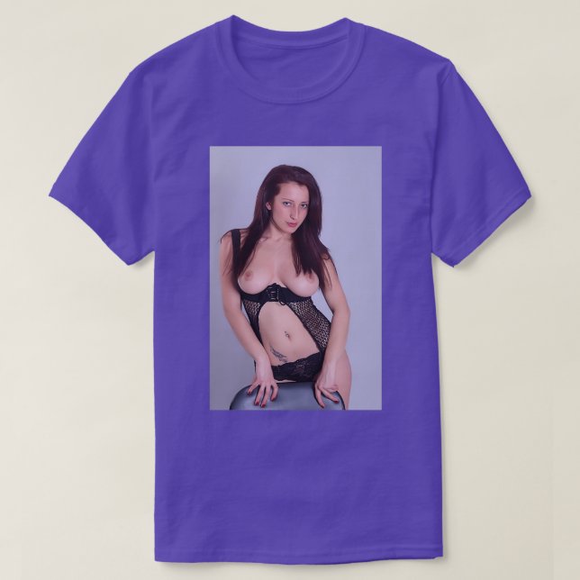 Redhead girl posing topless T-Shirt (Design Front)