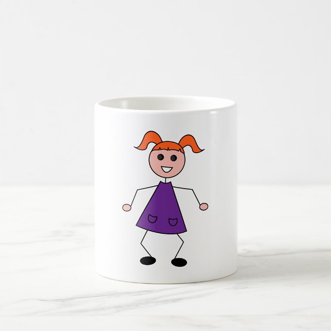Redhead Girl Stick Figure in Purple Dress Coffee Mug (Creator Uploaded)