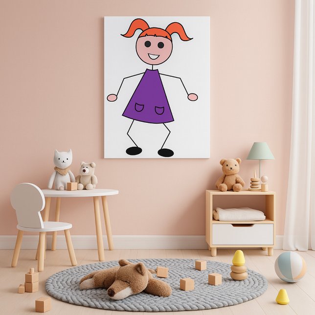 Redhead Girl Stick Figure in Purple Dress Poster (Creator Uploaded)