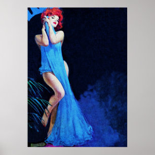 Redhead Girl Striptease Vintage Pulp Cover Art Poster