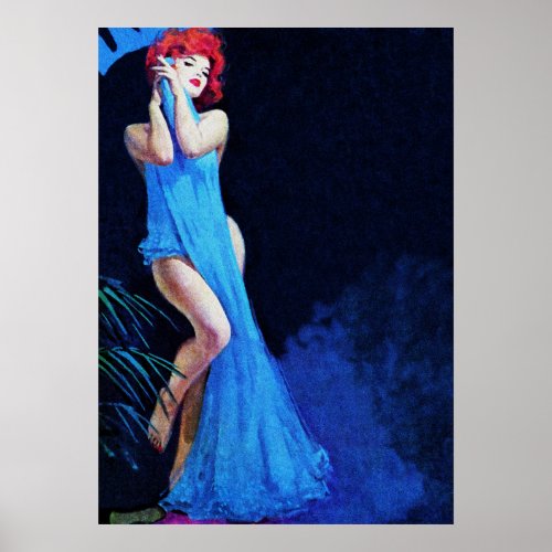 Redhead Girl Striptease Vintage Pulp Cover Art Poster