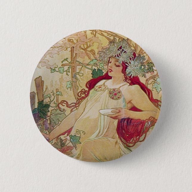 Redhead Goddess Pinback Button (Front)