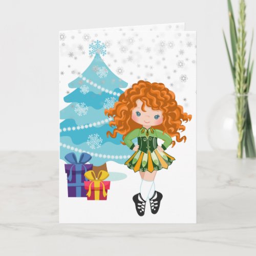 Redhead Irish Dancer Winter Christmas Holiday Card