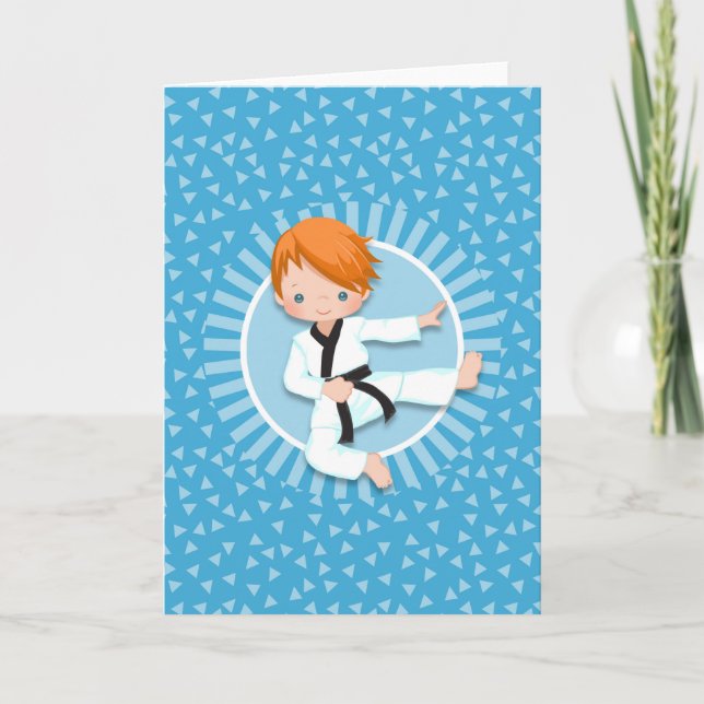 Redhead Karate Boy Judo Martial Arts Card (Front)