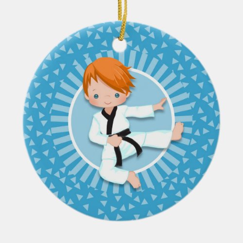 Redhead Karate Boy Judo Martial Arts Ceramic Ornament