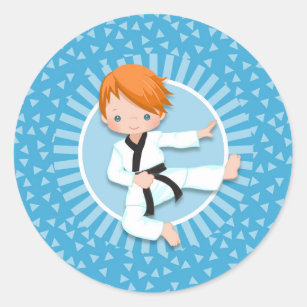 Redhead Karate Boy Judo Martial Arts Classic Round Sticker
