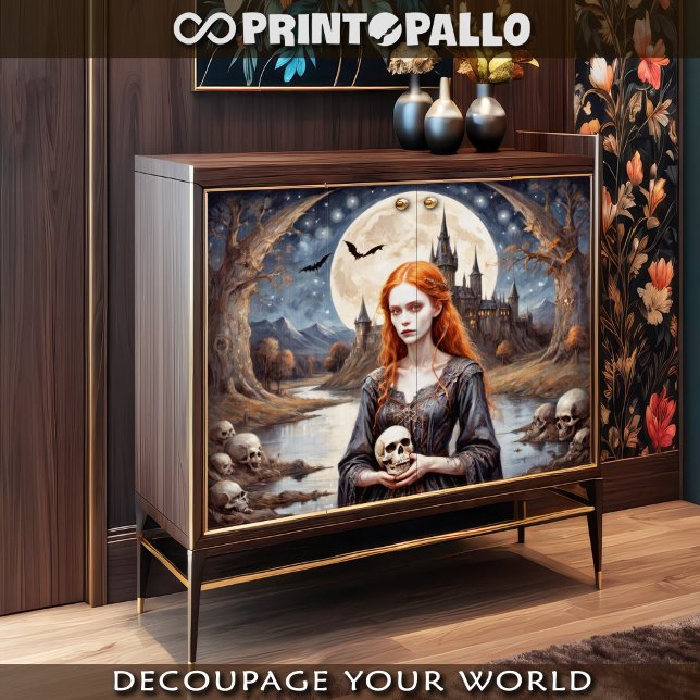 Redhead lady of cursed skulls in gothic landscape tissue paper (Creator Uploaded)