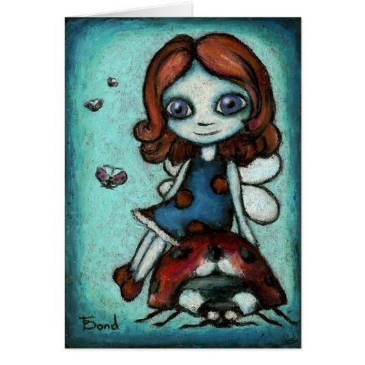 Redhead Lucy - ladybug fairy Cards (Front)