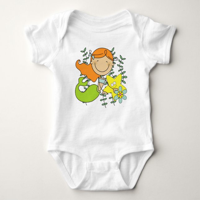 Redhead Mermaid Baby Bodysuit (Front)