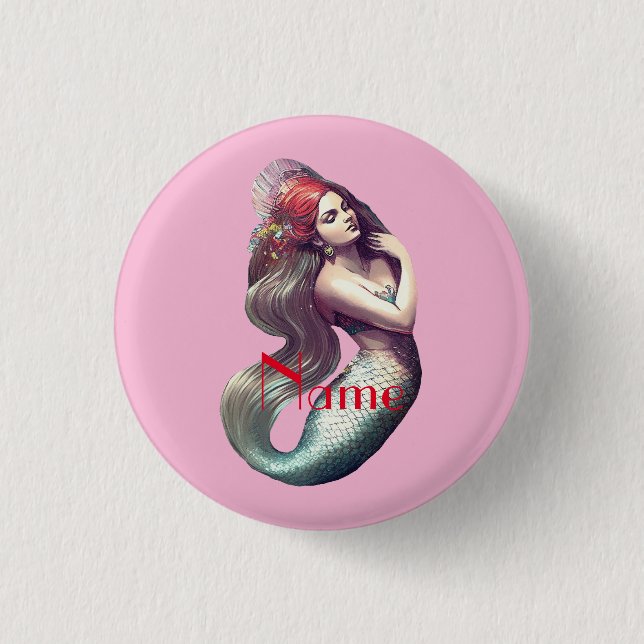 Redhead Mermaid Beauty Thunder_Cove Button (Front)