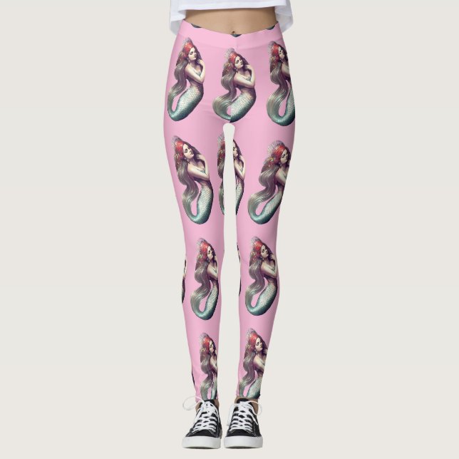 Redhead Mermaid Beauty Thunder_Cove  Leggings (Front)