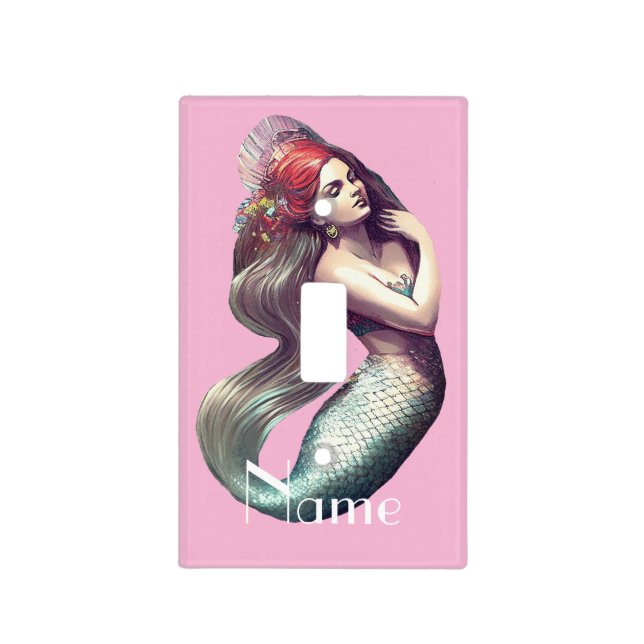 Redhead Mermaid Beauty Thunder_Cove Light Switch Cover (Front)