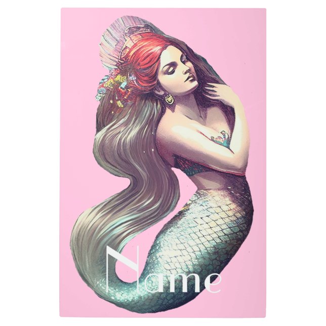 Redhead Mermaid Beauty Thunder_Cove Metal Print (Front)
