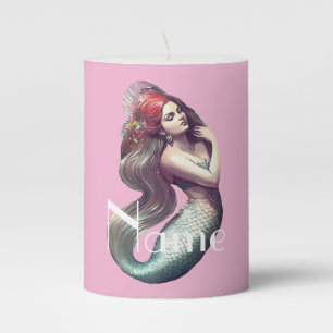 Redhead Mermaid Beauty Thunder_Cove Pillar Candle