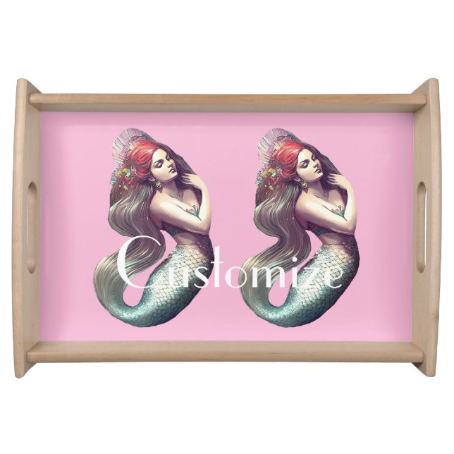 Redhead Mermaid Beauty Thunder_Cove Serving Tray (Front)
