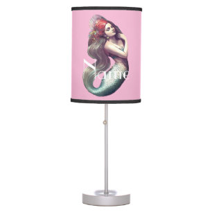 Redhead Mermaid Beauty Thunder_Cove Table Lamp
