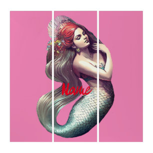 Redhead Mermaid Beauty Thunder_Cove Triptych