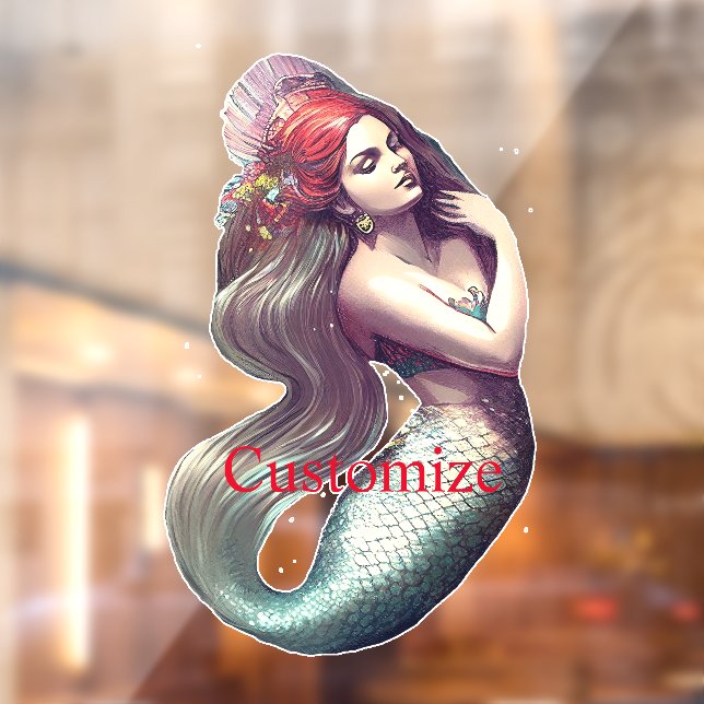 Redhead Mermaid Beauty Thunder_Cove  Window Cling (Sheet 2)