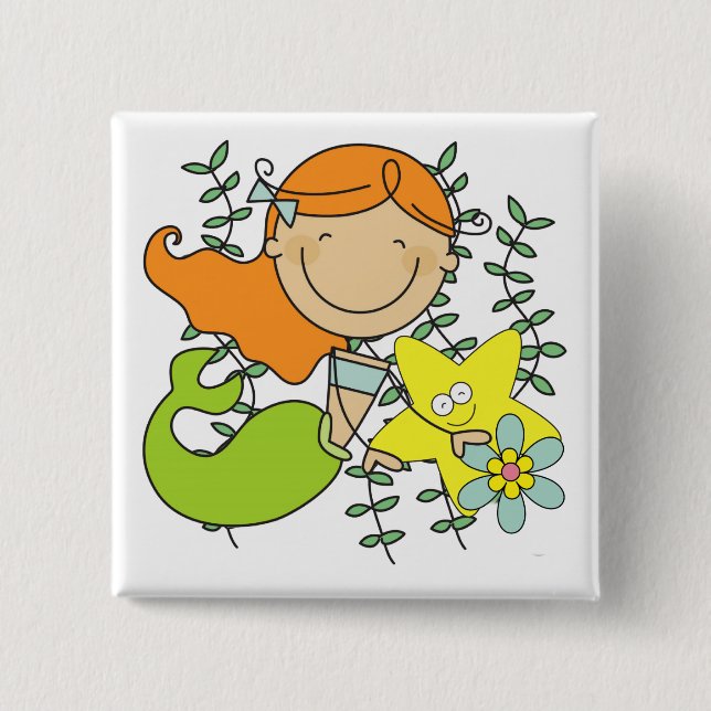 Redhead Mermaid Button (Front)