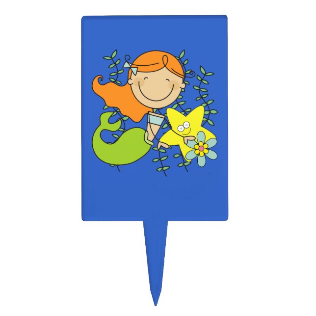 Redhead Mermaid Cake Topper (Front)