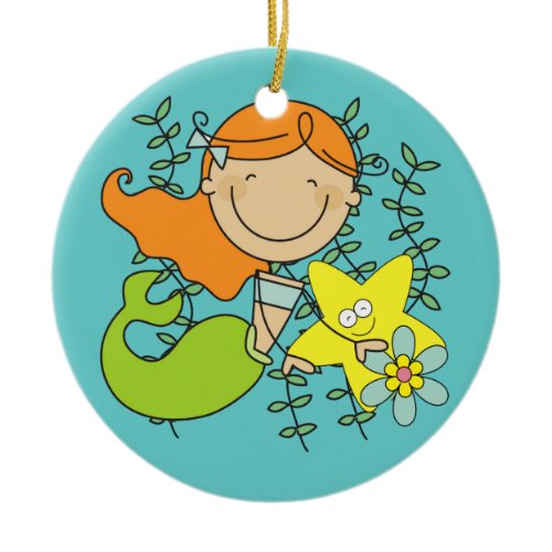 Redhead Mermaid Ceramic Ornament