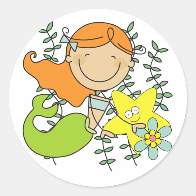 Redhead Mermaid Classic Round Sticker (Front)