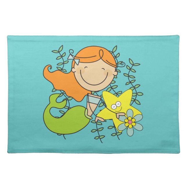 Redhead Mermaid Cloth Placemat (Front)