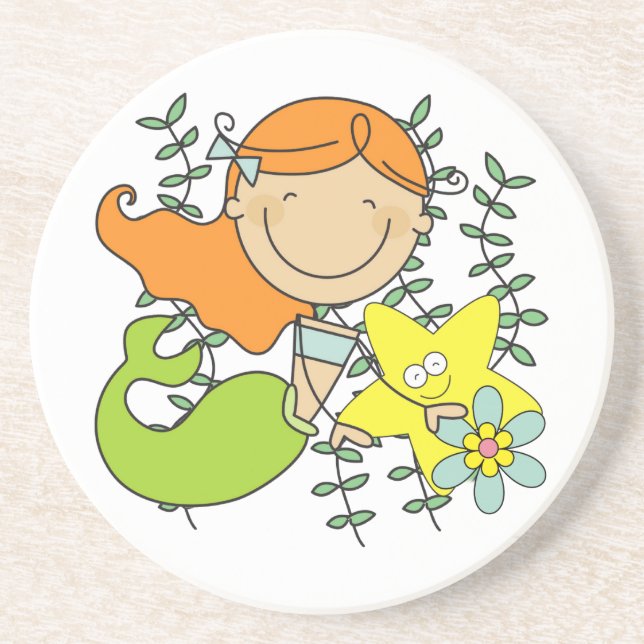 Redhead Mermaid Drink Coaster (Front)