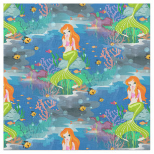 redhead mermaid fabric