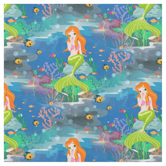 redhead mermaid fabric (Close Up)