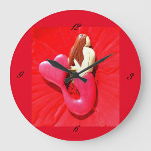Redhead mermaid large clock
