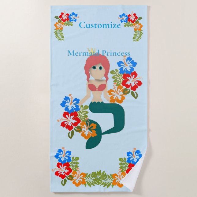 Redhead Mermaid Princess Thunder_Cove Beach Towel (Front)