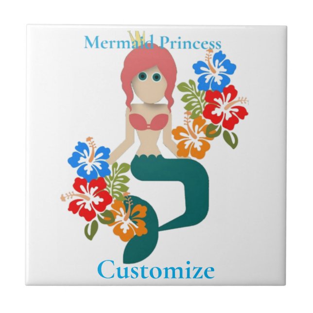 Redhead Mermaid Princess Thunder_Cove Ceramic Tile (Front)