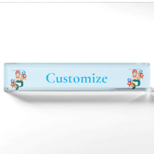 Redhead Mermaid Princess Thunder_Cove Desk Name Plate