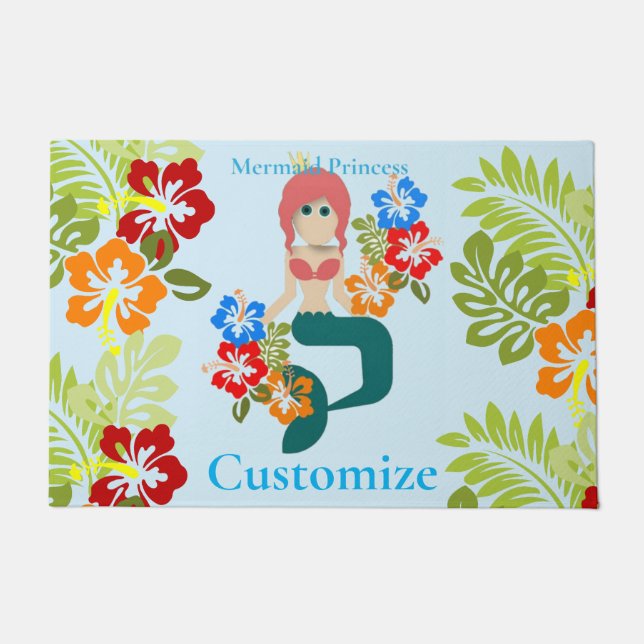 Redhead Mermaid Princess Thunder_Cove Doormat (Front)