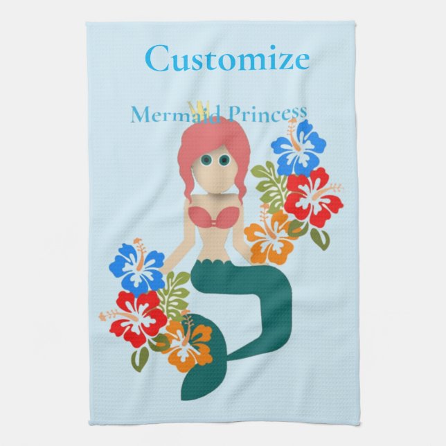 Redhead Mermaid Princess Thunder_Cove Kitchen Towel (Vertical)