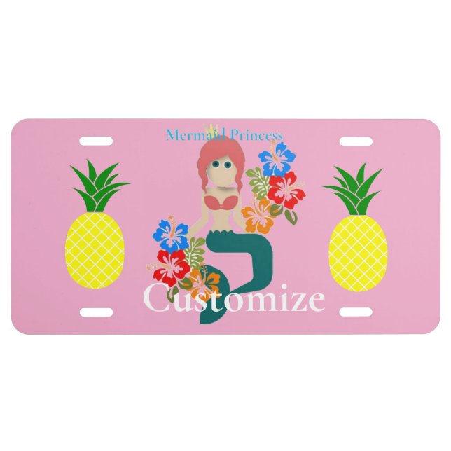 Redhead Mermaid Princess Thunder_Cove License Plate (Front)