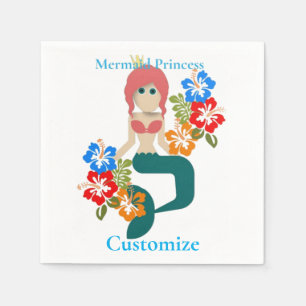 Redhead Mermaid Princess Thunder_Cove Napkins