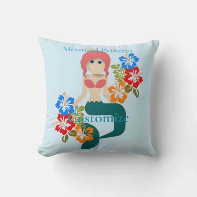 Redhead Mermaid Princess Thunder_Cove Throw Pillow (Front)