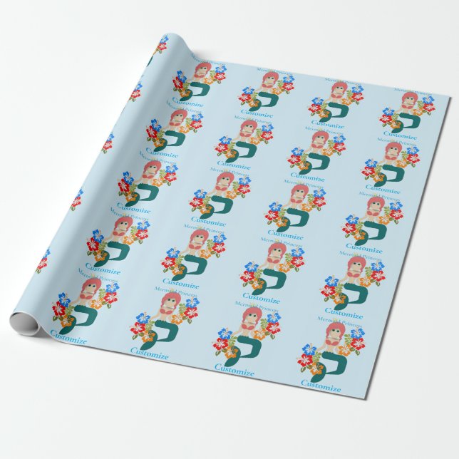 Redhead Mermaid Princess Thunder_Cove Wrapping Paper (Unrolled)