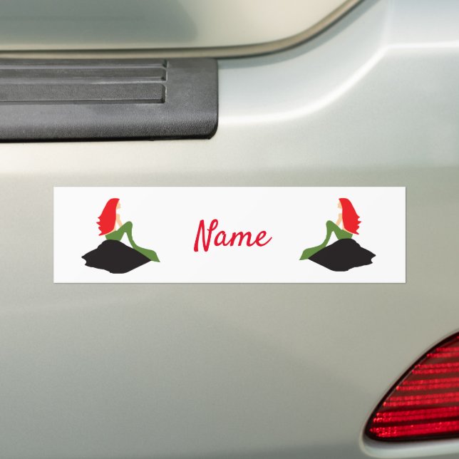 Redhead Mermaid Sitting Thunder_Cove  Bumper Sticker (On Car)
