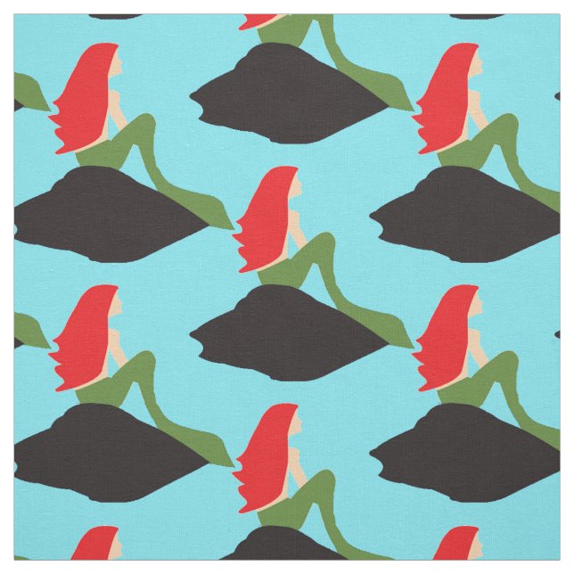 Redhead Mermaid Sitting Thunder_Cove  Fabric (Swatch)