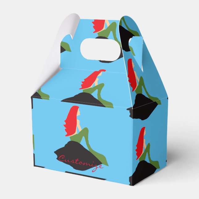 Redhead Mermaid Sitting Thunder_Cove Favor Boxes (Front Side)