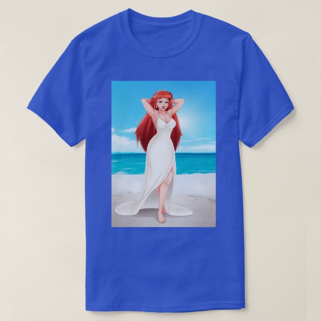 Redhead Mermaid Wedding PinUp T-Shirt (Design Front)