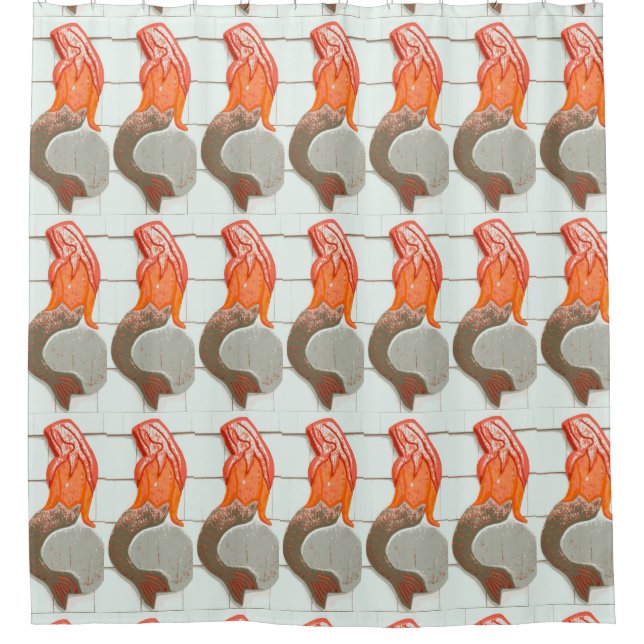 redhead mermaids sitting shower curtain (Front)