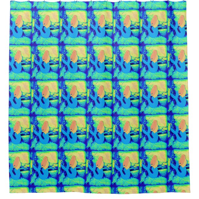 redhead mermaids with blue tails shower curtain (Front)