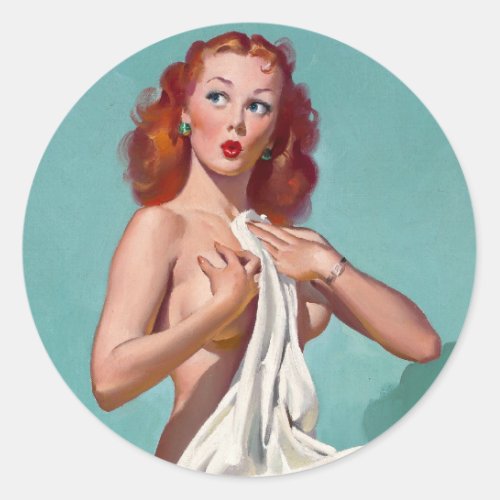 Redhead Patient Pin Up Classic Round Sticker