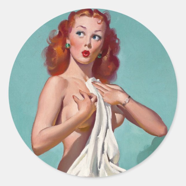 Redhead Patient Pin Up Classic Round Sticker (Front)