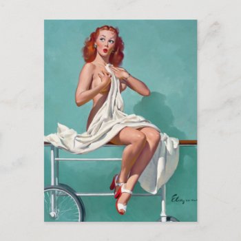 Redhead Patient Pin Up Postcard by Vintage_Art_Boutique at Zazzle