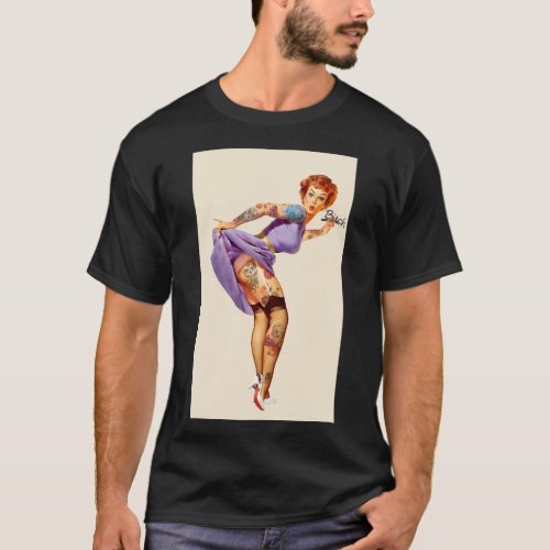 Redhead Pin_up Art Printpng T_Shirt